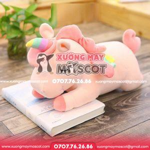 Gấu Bông Ngựa Kì Lân Nằm Màu Hồng